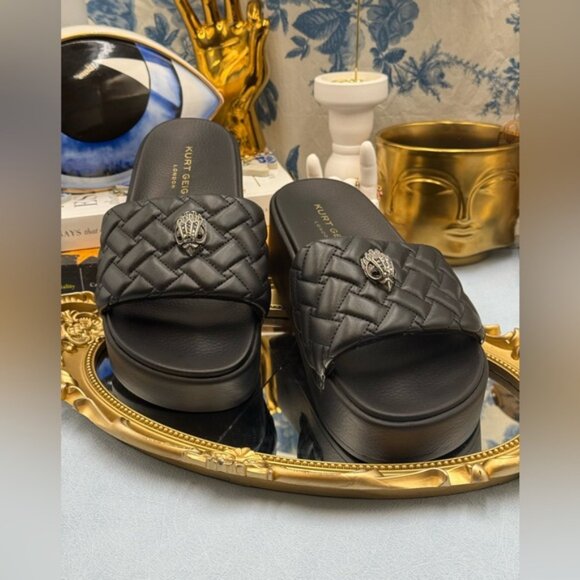 🆕 KURT GEIGER LONDON 🧿 NWOB Meena Eagle Platform Slides Sz EU 37 US 7 - Picture 11 of 16